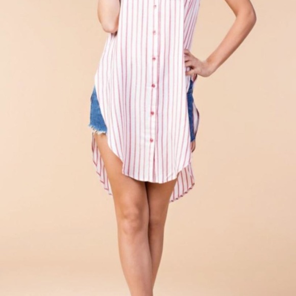 Berry Striped Over Lapping Tunic Top - Picture 5 of 5